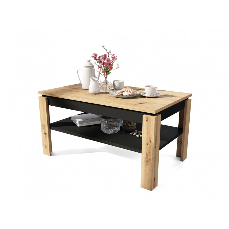 Asti P Artisan Eiken Zwart Moderne Salontafel Met Hefblad