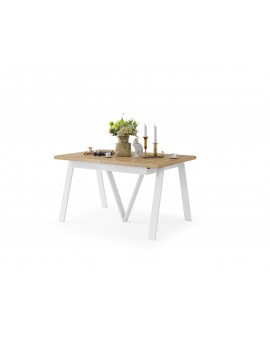 AVERY eik Artisan / onderkant wit - LOFT/INDUSTRIËLE TAFEL VOOR WOONKAMER / EETKAMER UITKLAPBAAR TOT 330 cm!