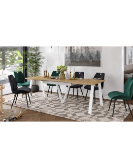 AVERY eik Artisan / onderkant wit - LOFT/INDUSTRIËLE TAFEL VOOR WOONKAMER / EETKAMER UITKLAPBAAR TOT 330 cm!