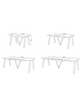 AVERY eik Artisan / onderkant wit - LOFT/INDUSTRIËLE TAFEL VOOR WOONKAMER / EETKAMER UITKLAPBAAR TOT 330 cm!