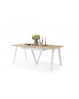 AVERY eik Sonoma / onderkant wit - LOFT/INDUSTRIËLE TAFEL VOOR WOONKAMER / EETKAMER UITKLAPBAAR TOT 330 cm!