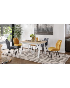 AVERY eik Sonoma / onderkant wit - LOFT/INDUSTRIËLE TAFEL VOOR WOONKAMER / EETKAMER UITKLAPBAAR TOT 330 cm!