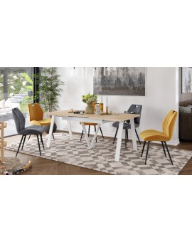 AVERY eik Sonoma / onderkant wit - LOFT/INDUSTRIËLE TAFEL VOOR WOONKAMER / EETKAMER UITKLAPBAAR TOT 330 cm!