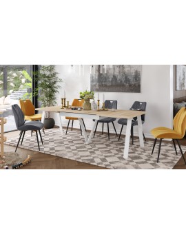 AVERY eik Sonoma / onderkant wit - LOFT/INDUSTRIËLE TAFEL VOOR WOONKAMER / EETKAMER UITKLAPBAAR TOT 330 cm!