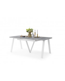 AVERY Millenium beton/onderkant wit - LOFT/INDUSTRIËLE TAFEL VOOR WOONKAMER / EETKAMER UITKLAPBAAR TOT 330 cm!