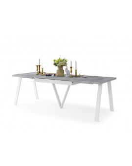 AVERY Millenium beton/onderkant wit - LOFT/INDUSTRIËLE TAFEL VOOR WOONKAMER / EETKAMER UITKLAPBAAR TOT 330 cm!