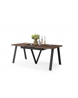 AVERY eik bruin/onderkant zwart - LOFT/INDUSTRIËLE TAFEL VOOR WOONKAMER/EETKAMER UITKLAPBAAR TOT 330 cm!