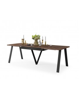 AVERY eik bruin/onderkant zwart - LOFT/INDUSTRIËLE TAFEL VOOR WOONKAMER/EETKAMER UITKLAPBAAR TOT 330 cm!