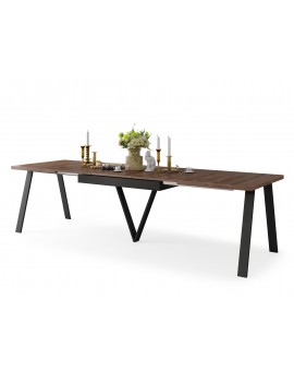 AVERY eik bruin/onderkant zwart - LOFT/INDUSTRIËLE TAFEL VOOR WOONKAMER/EETKAMER UITKLAPBAAR TOT 330 cm!