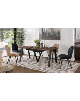 AVERY eik bruin/onderkant zwart - LOFT/INDUSTRIËLE TAFEL VOOR WOONKAMER/EETKAMER UITKLAPBAAR TOT 330 cm!