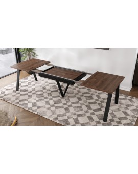 AVERY eik bruin/onderkant zwart - LOFT/INDUSTRIËLE TAFEL VOOR WOONKAMER/EETKAMER UITKLAPBAAR TOT 330 cm!