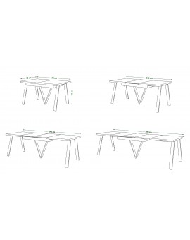 AVERY eik bruin/onderkant zwart - LOFT/INDUSTRIËLE TAFEL VOOR WOONKAMER/EETKAMER UITKLAPBAAR TOT 330 cm!