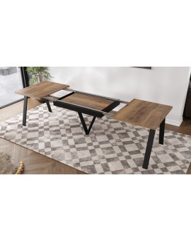 AVERY eik Halifax vertind/onderkant zwart - LOFT/INDUSTRIËLE TAFEL VOOR WOONKAMER/EETKAMER UITKLAPBAAR TOT 330 cm!