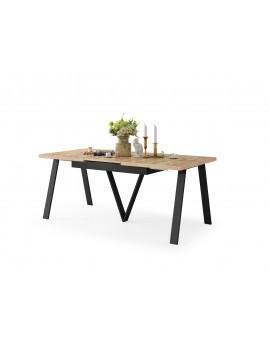 AVERY eik Wotan / onderkant zwart - LOFT/INDUSTRIËLE TAFEL VOOR WOONKAMER/ EETKAMER UITKLAPBAAR TOT 330 cm!