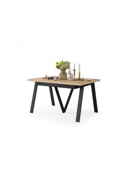 AVERY eik Wotan / onderkant zwart - LOFT/INDUSTRIËLE TAFEL VOOR WOONKAMER/ EETKAMER UITKLAPBAAR TOT 330 cm!