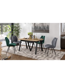 AVERY eik Wotan / onderkant zwart - LOFT/INDUSTRIËLE TAFEL VOOR WOONKAMER/ EETKAMER UITKLAPBAAR TOT 330 cm!