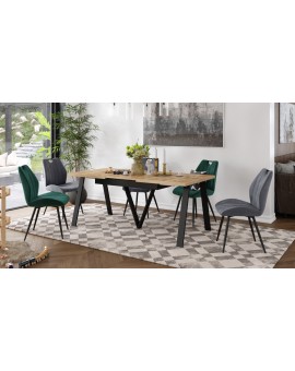 AVERY eik Wotan / onderkant zwart - LOFT/INDUSTRIËLE TAFEL VOOR WOONKAMER/ EETKAMER UITKLAPBAAR TOT 330 cm!