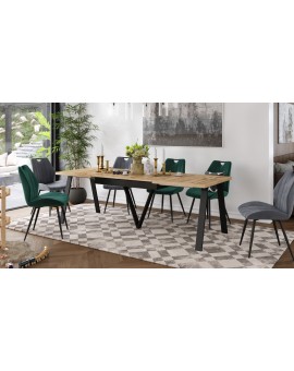 AVERY eik Wotan / onderkant zwart - LOFT/INDUSTRIËLE TAFEL VOOR WOONKAMER/ EETKAMER UITKLAPBAAR TOT 330 cm!