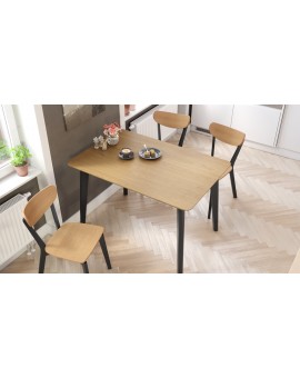 ROXY Onderstel naturel eik/zwart - RETRO KEUKEN-/DININGTAFEL - rechthoekige houten tafel