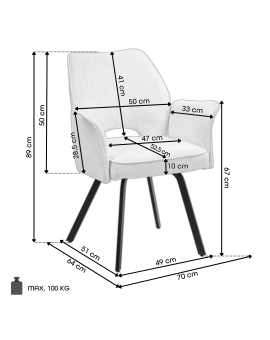 TULIP Donkerbeige (stof UF980-03) - MODERNE BEKLEDE STOEL MET ARMLEUNINGEN VOOR WOONKAMER/EETKAMER/LOFT KANTOOR