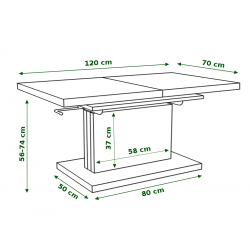 ASTON wit glanzend / zwart glanzend, salontafel