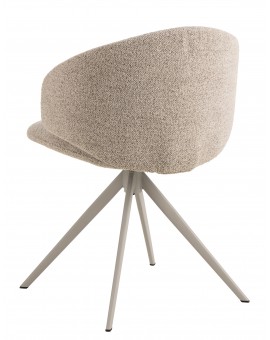 NELA Beige Latte (stof Monza 90)/beige poten - MODERNE GESTOFFEERDE DRAAISTOEL VOOR WOONKAMER/EETKAMER/KANTOOR LOFT