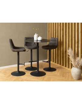 IDA Bruin Antraciet (stof Preston 96)/zwarte poot - GESTOFFEERDE BARSTOEL VOOR KEUKEN/LOUNGE/RESTAURANT