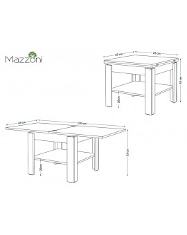LEO Dub Artisan – konferenční stolek s ROZKLÁDACÍ DESKOU