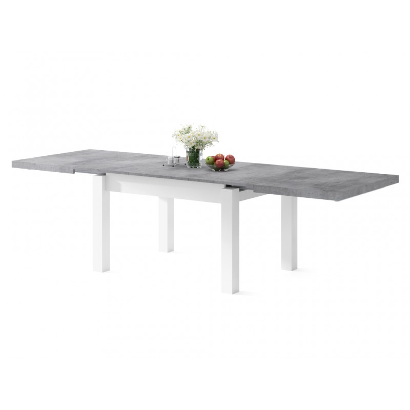 ROYAL beton / wit, eettafel, uitschuifbaar