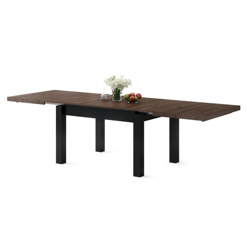 ROYAL bruin eiken / zwart, eettafel, uitschuifbaar