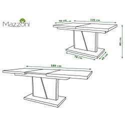 NOIR beton, uitschuifbare salontafel