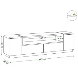 Tv-tafel FOLK RTV-185, wit glanzend en mat / beton, kast