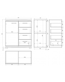 Smalle ladekast – SIMPLE – KD1SZ4 EIKEN AMBACHT GOUD/WIT GLANS