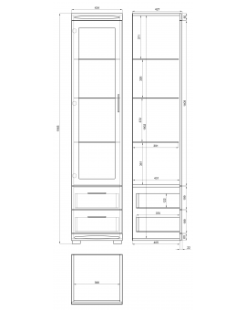 Vitrinekast SIMPLE KWD1SZ2 EIKEN AMBACHT GOUD/WIT GLANS