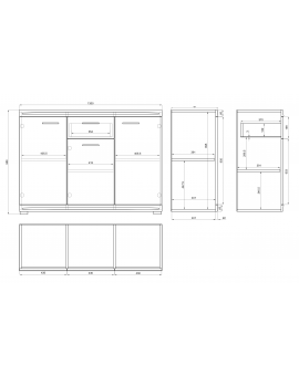 Komoda SIMPLE KD3SZ1 zlatý dub / bílý lesk