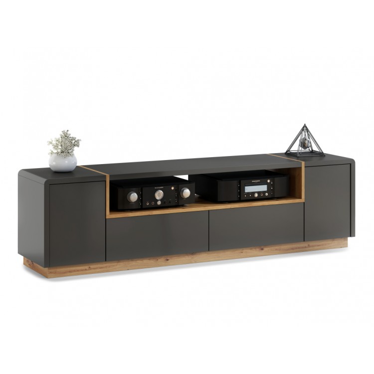 Tv-tafel FOLK RTV-185, antraciet / artisan eiken, kast