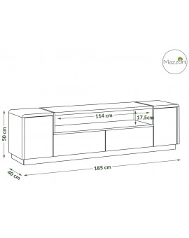 Tv-tafel FOLK RTV-185, antraciet / artisan eiken, kast