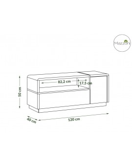 Tv-tafel FOLK RTV-120, wit hoogglans/beton, kast