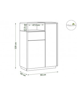 FOLK K-90 kast antraciet/eiken artisan, ladekast