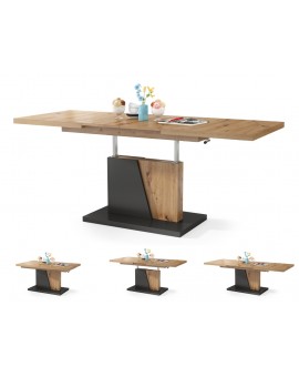 GRAND NOIR artisanaal eiken / antraciet, salontafel, uitschuifbaar