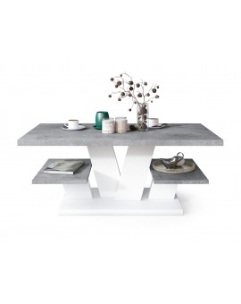 VIVA MAT Millenium Beton /Wit - MODERNE KOFFIE TAFEL MET SCHAPPEN