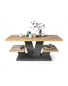 VIVA MAT Artisan eik/Antraciet - MODERNE KOFFIE TAFEL MET SCHAPPEN