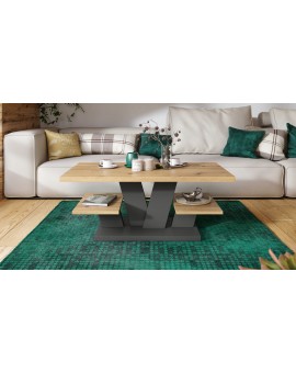 VIVA MAT Artisan eik/Antraciet - MODERNE KOFFIE TAFEL MET SCHAPPEN