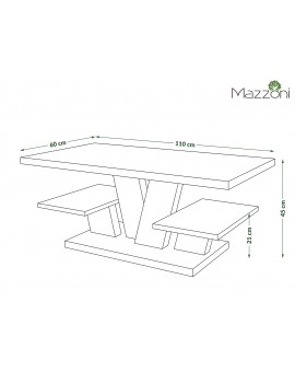 VIVA MAT Bruin eik/Zwart - MODERNE KOFFIE TAFEL MET SCHAPPEN