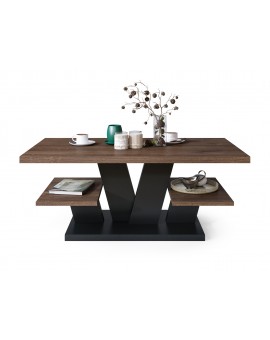 VIVA MAT Bruin eik/Zwart - MODERNE KOFFIE TAFEL MET SCHAPPEN