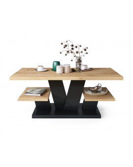 VIVA MAT Eik goud/Zwart - MODERNE KOFFIE TAFEL MET SCHAPPEN