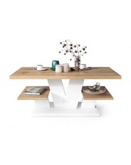 VIVA MAT Votan eik/Wit - MODERNE KOFFIE TAFEL MET SCHAPPEN