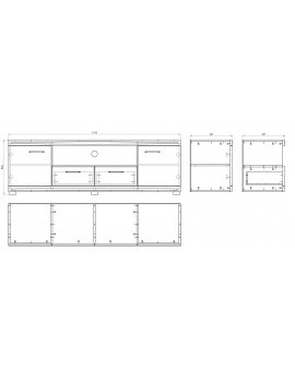 TV stolek (komoda) SIMPLE D2SZ2 beton / bílý lesk