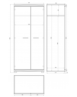 Skříň SIMPLE SZD2 beton / bílý lesk