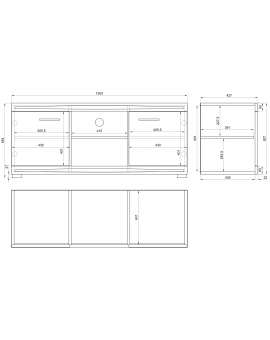 Televisiekast (TV) SIMPLE D2 BETON / WIT GLANS